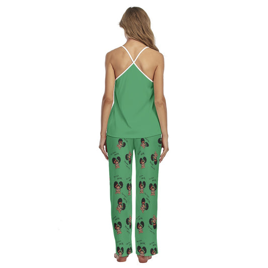Santa And Did Cami Pajamas - Green