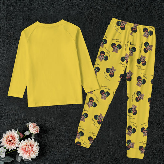 Santa and Did Solid Yellow Kid's Pajamas