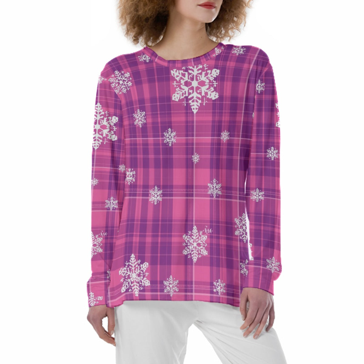 Pink Plaid Snowflakes