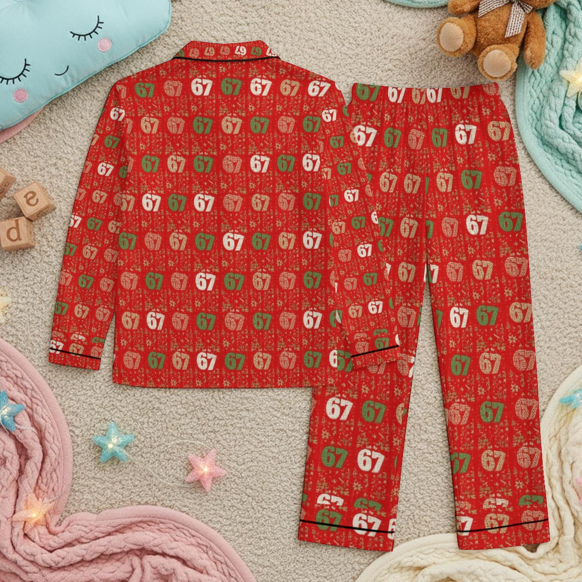 67 Red Children's Satin Pajama Set