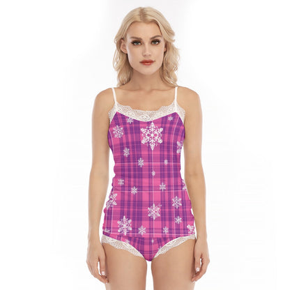 Pink Plaid Snowflakes