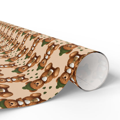 Coffee Teddy Bear Wrapping Paper — Cute Vintage Bear Pattern Gift Wrap for Baby Showers & Holidays