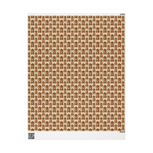 Coffee Teddy Bear Wrapping Paper — Cute Vintage Bear Pattern Gift Wrap for Baby Showers & Holidays