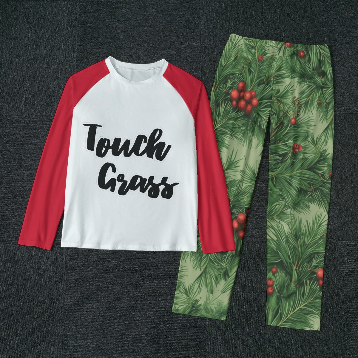 Touch Grass Men's Raglan Pajama Set