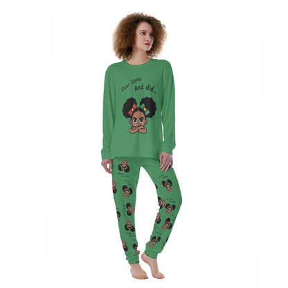 Santa and Did Women's Pajama Set - Green
