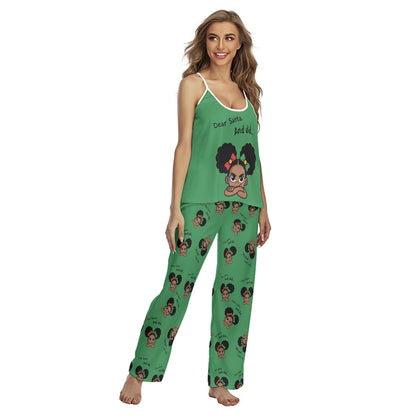 Santa And Did Cami Pajamas - Green