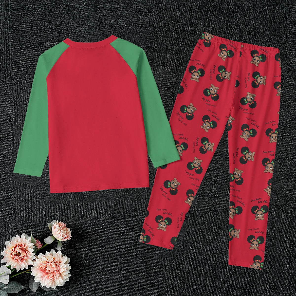 Santa And Did Kid's Raglan Pajama Set