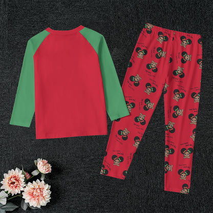 Santa And Did Kid's Raglan Pajama Set