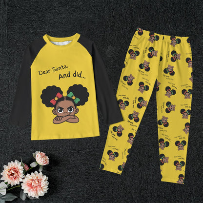 Santa And Did Kid's Yellow Raglan Set