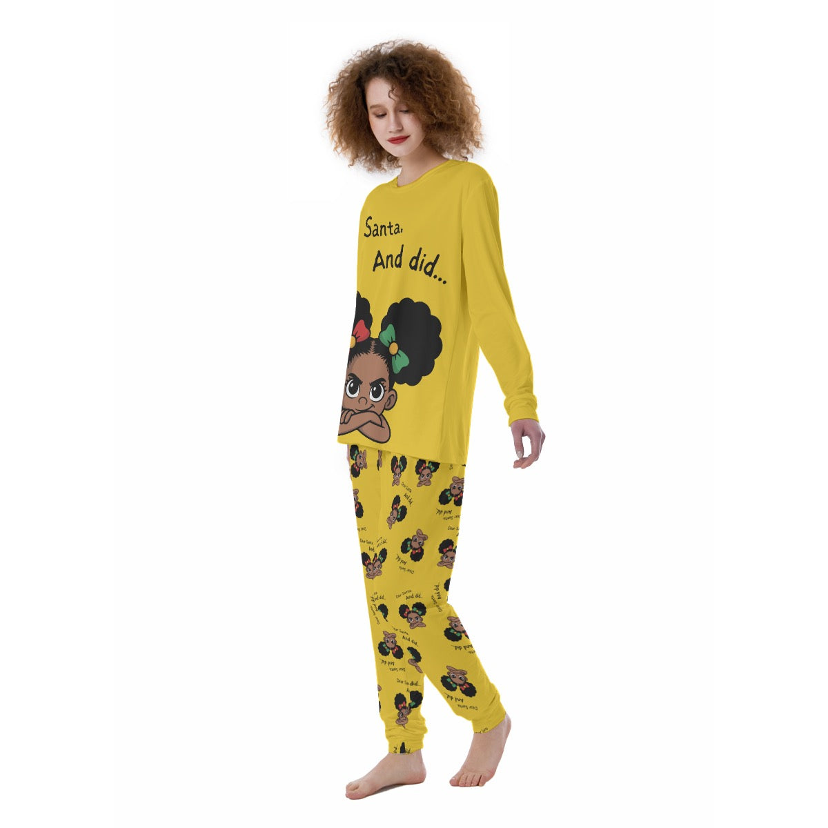 Santa and Did Women's Pajama Set - Yellow
