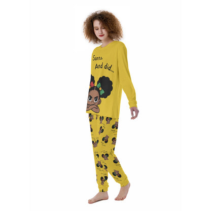 Santa and Did Women's Pajama Set - Yellow