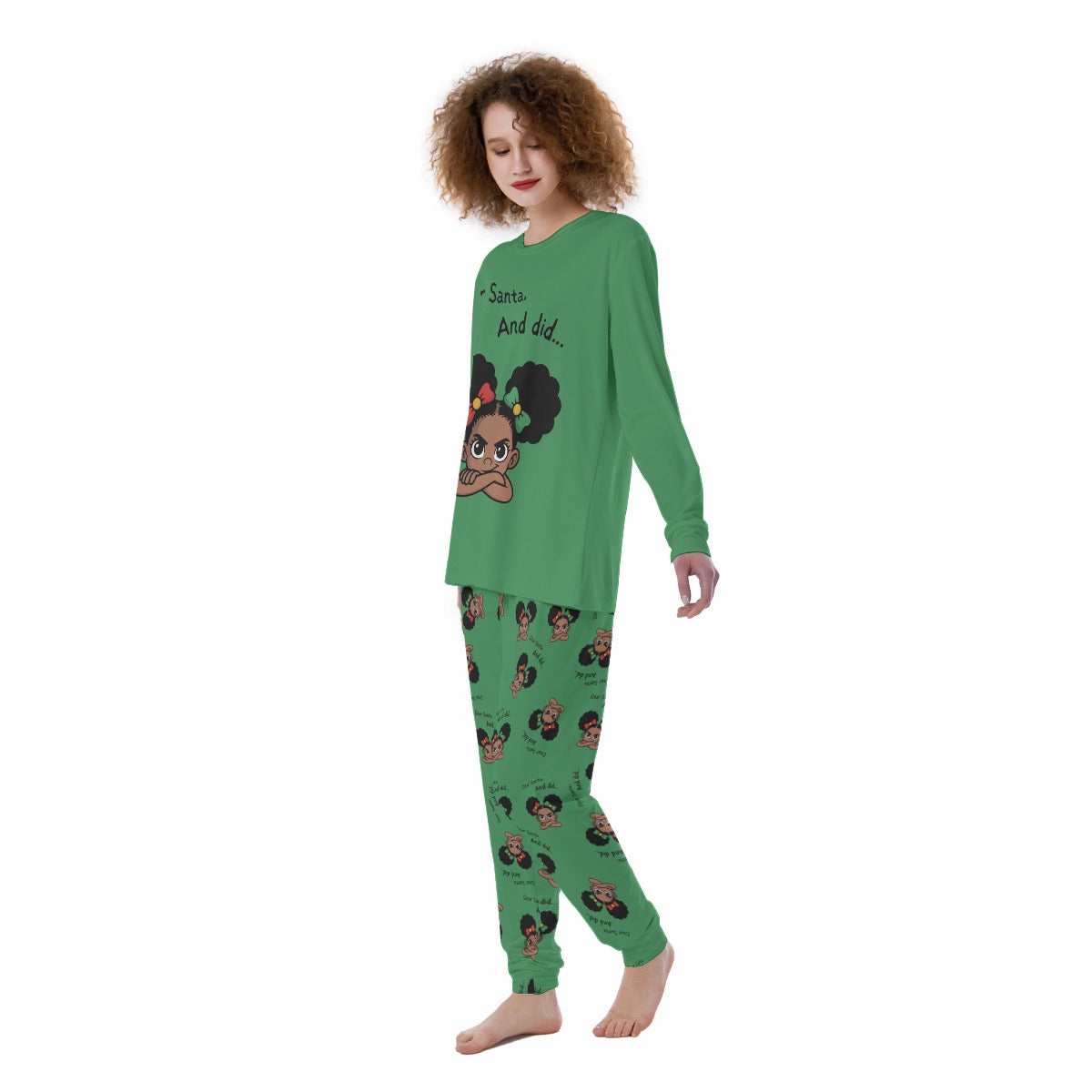 Santa and Did Women's Pajama Set - Green