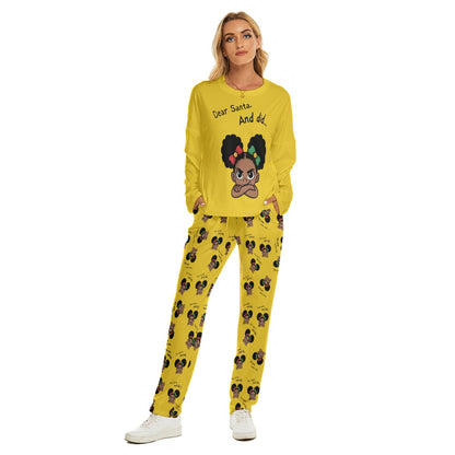 Santa and Did Yellow Women's Pajama Suit