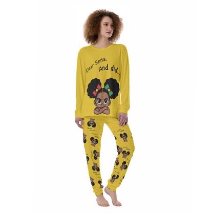 Santa and Did Women's Pajama Set - Yellow