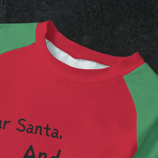 Santa And Did Kid's Raglan Pajama Set