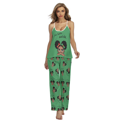 Santa And Did Cami Pajamas - Green