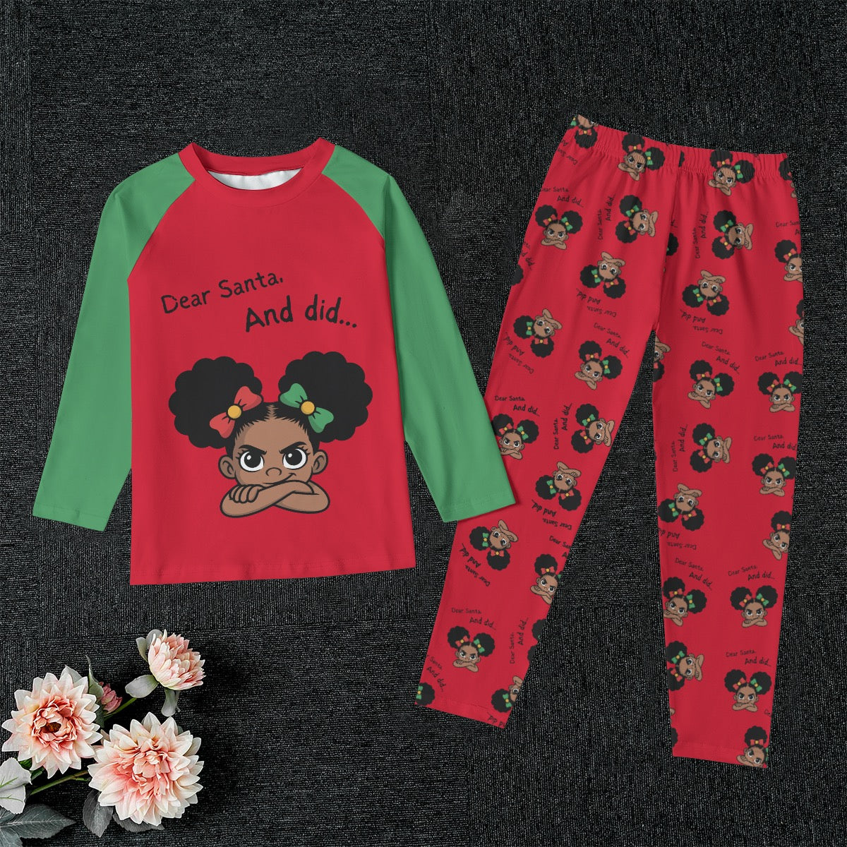 Santa And Did Kid's Raglan Pajama Set