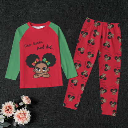 Santa And Did Kid's Raglan Pajama Set