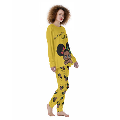 Santa and Did Women's Pajama Set - Yellow