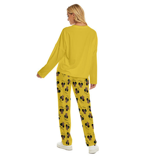 Santa and Did Yellow Women's Pajama Suit