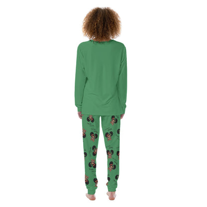 Santa and Did Women's Pajama Set - Green