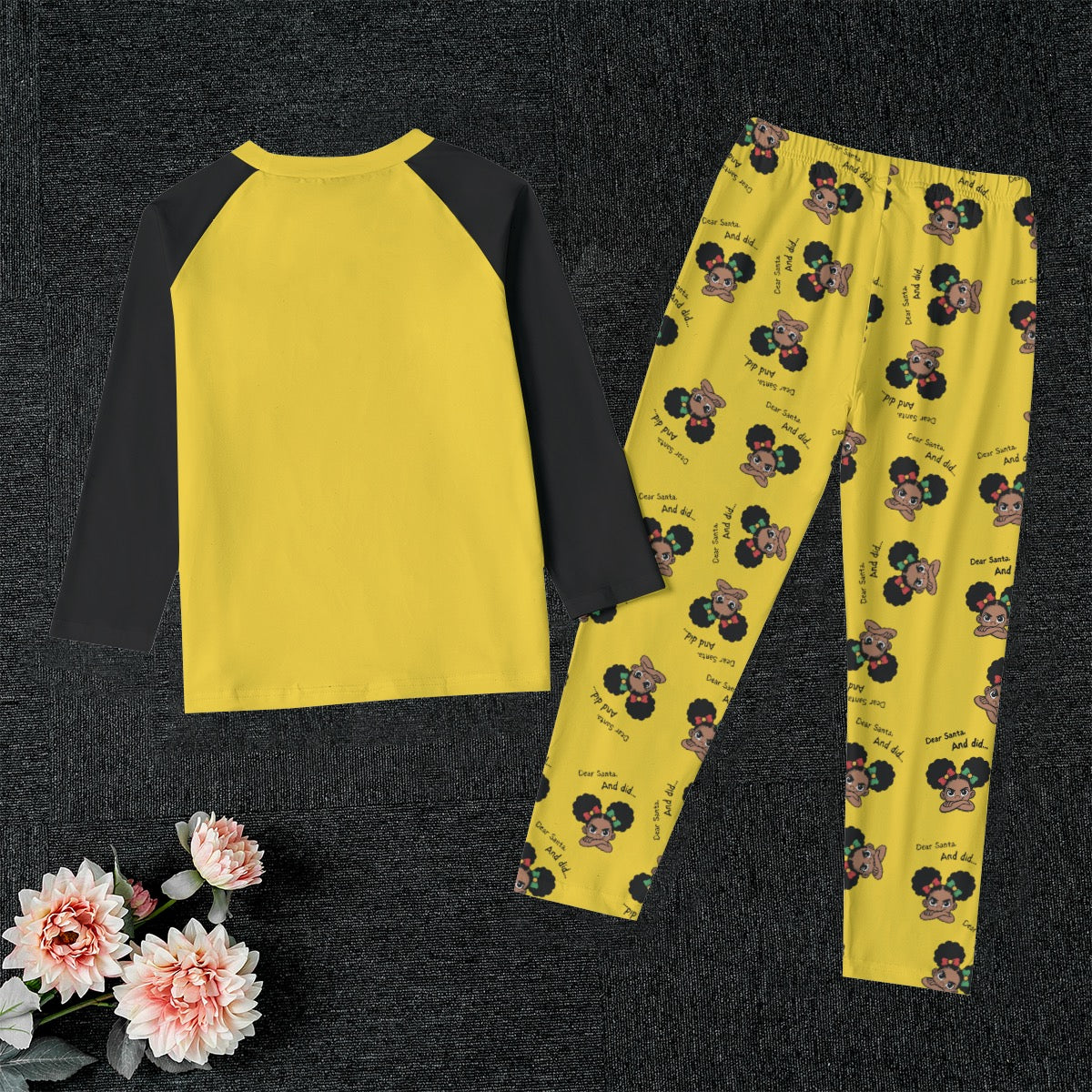 Santa And Did Kid's Yellow Raglan Set
