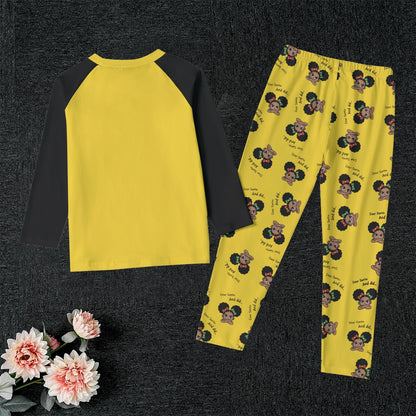 Santa And Did Kid's Yellow Raglan Set
