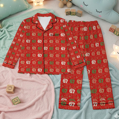 67 Red Children's Satin Pajama Set