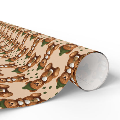 Coffee Teddy Bear Wrapping Paper — Cute Vintage Bear Pattern Gift Wrap for Baby Showers & Holidays