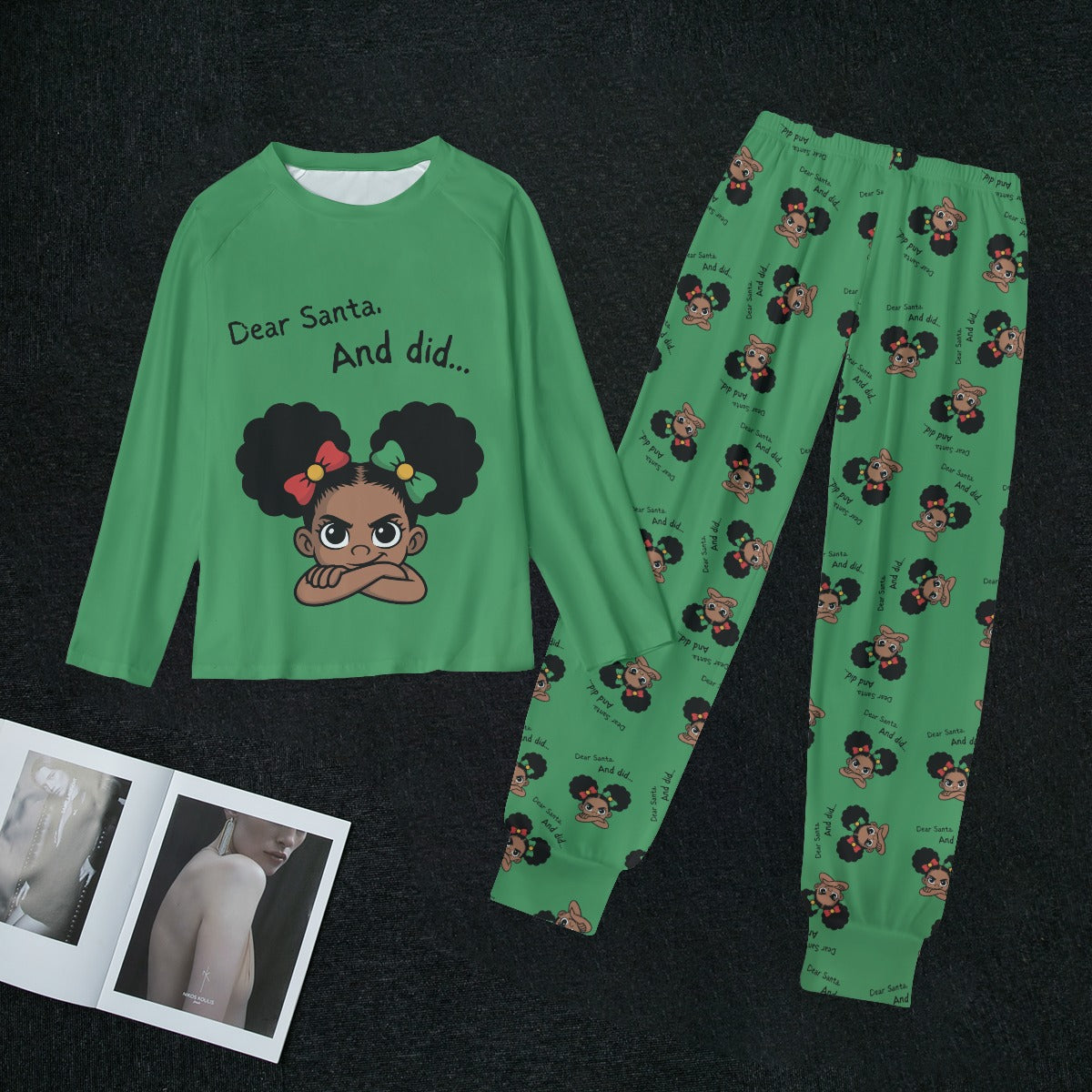 Santa and Did Women's Pajama set - Green