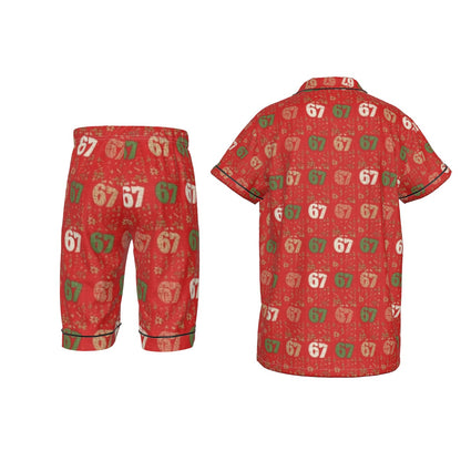 67 Red Kid's Silky Short Pajamas