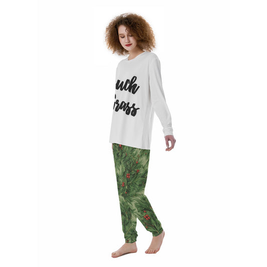 Touch Grass Women's White Top Pajamas Set
