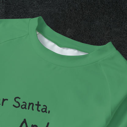 Santa And Did Solid Green Kid's Pajamas