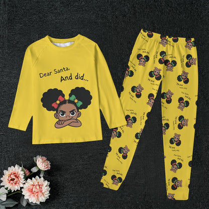 Santa and Did Solid Yellow Kid's Pajamas