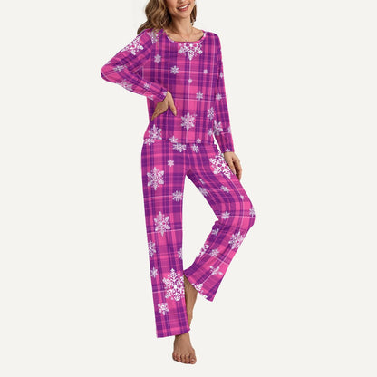 Pink Plaid Snowflakes