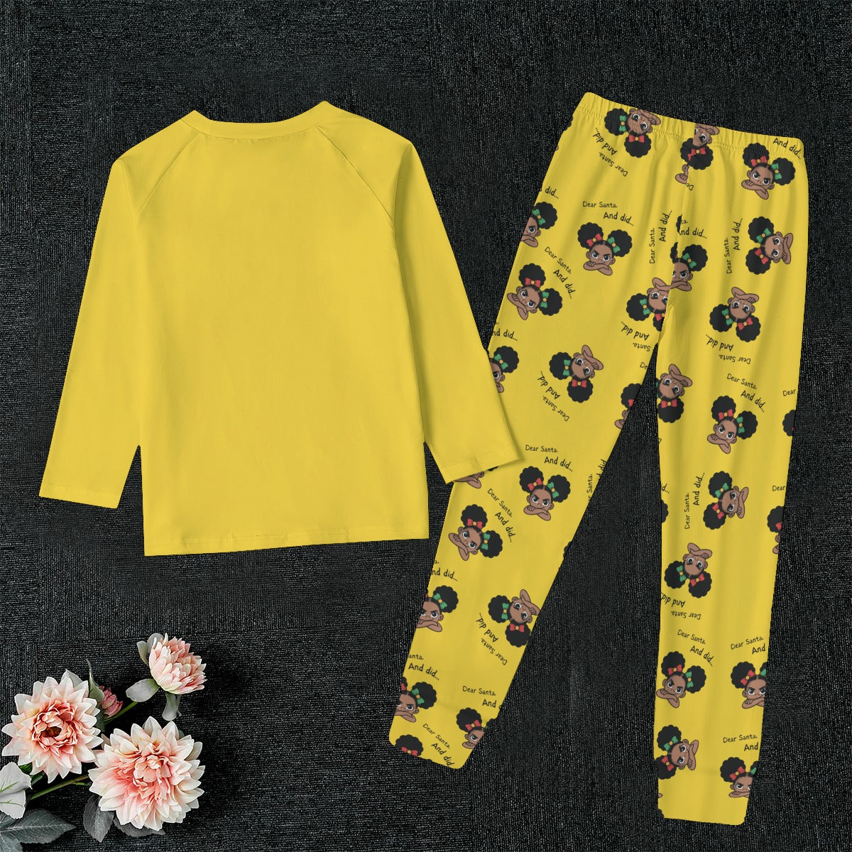 Santa and Did Solid Yellow Kid's Pajamas