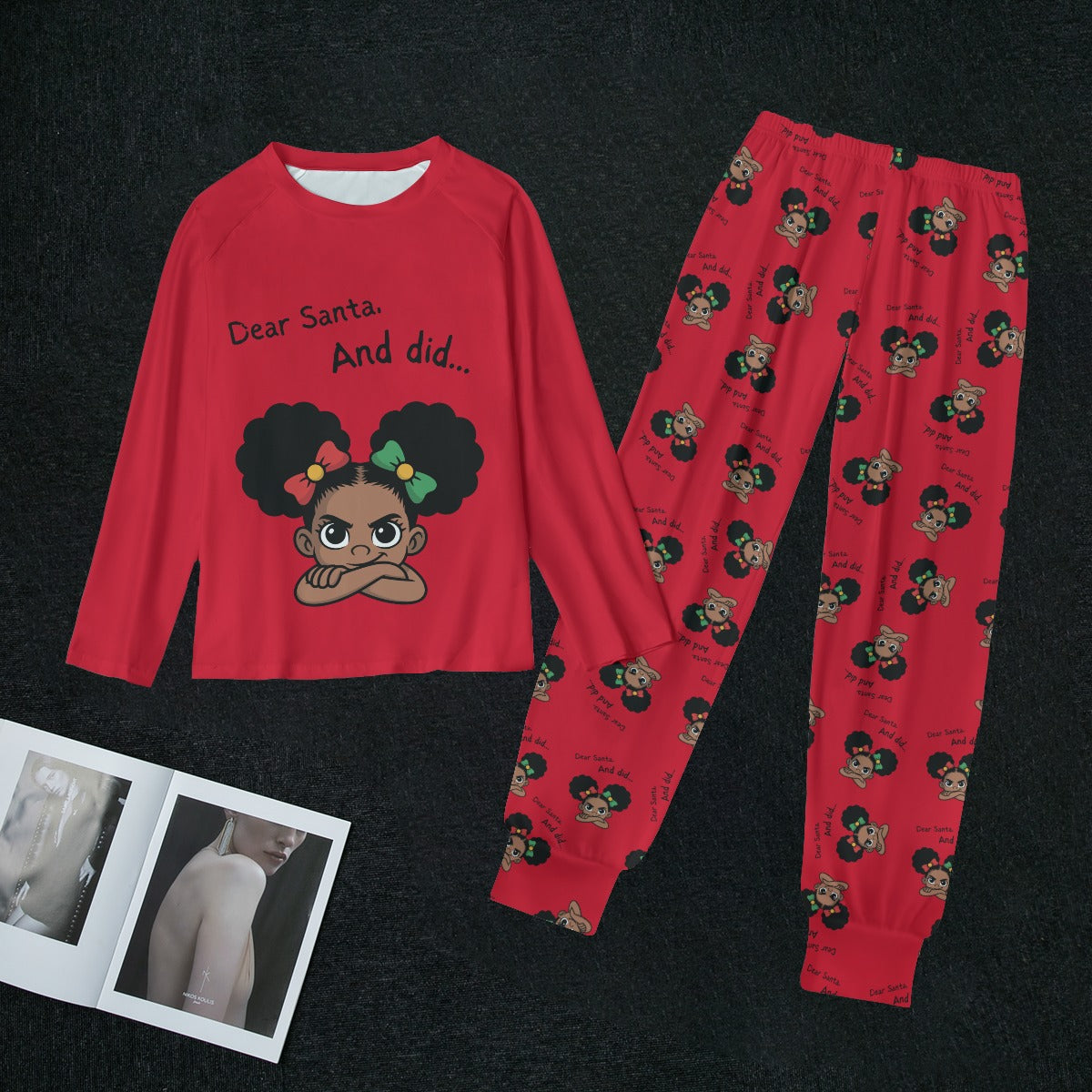 Santa and Did Solid Red Pajamas