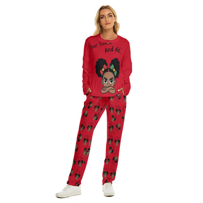 Santa And Did Red Women's Pajama Suit