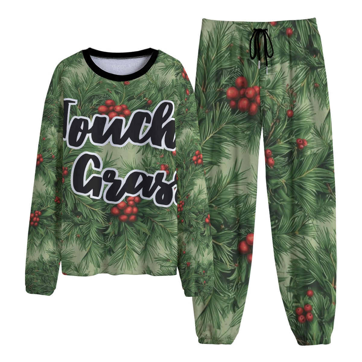 Touch Grass Green Thick Pajama Suit