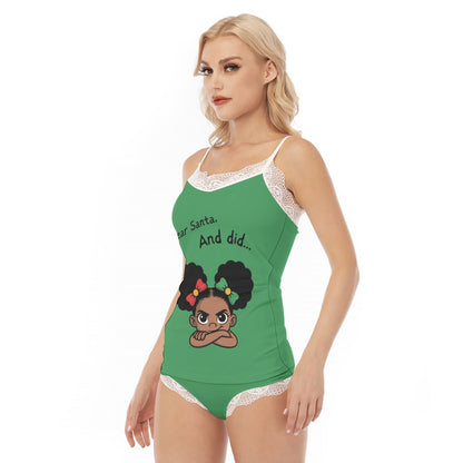 Santa and Did Lace Pajamas - Green