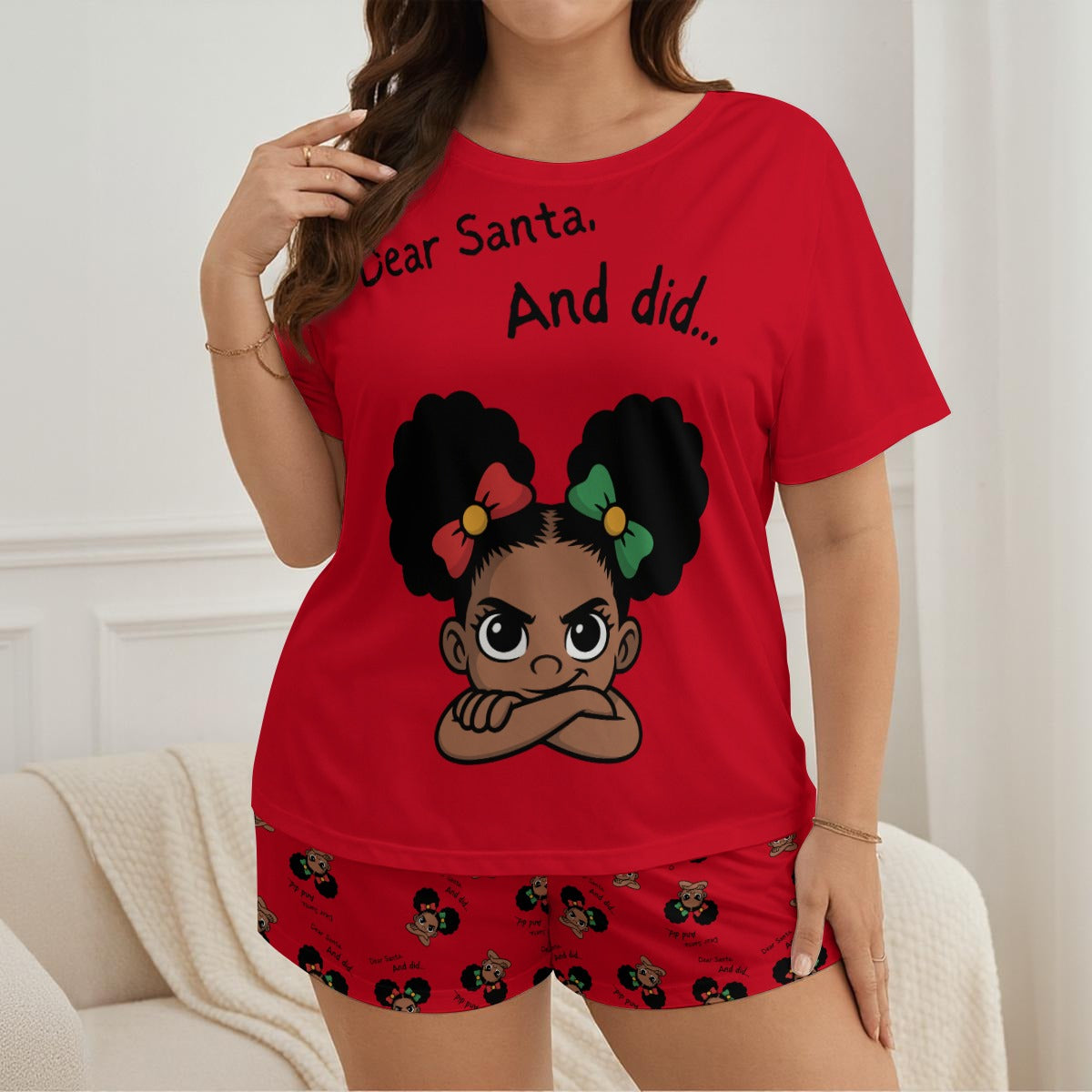 Santa And Did Soft Shorts - Red