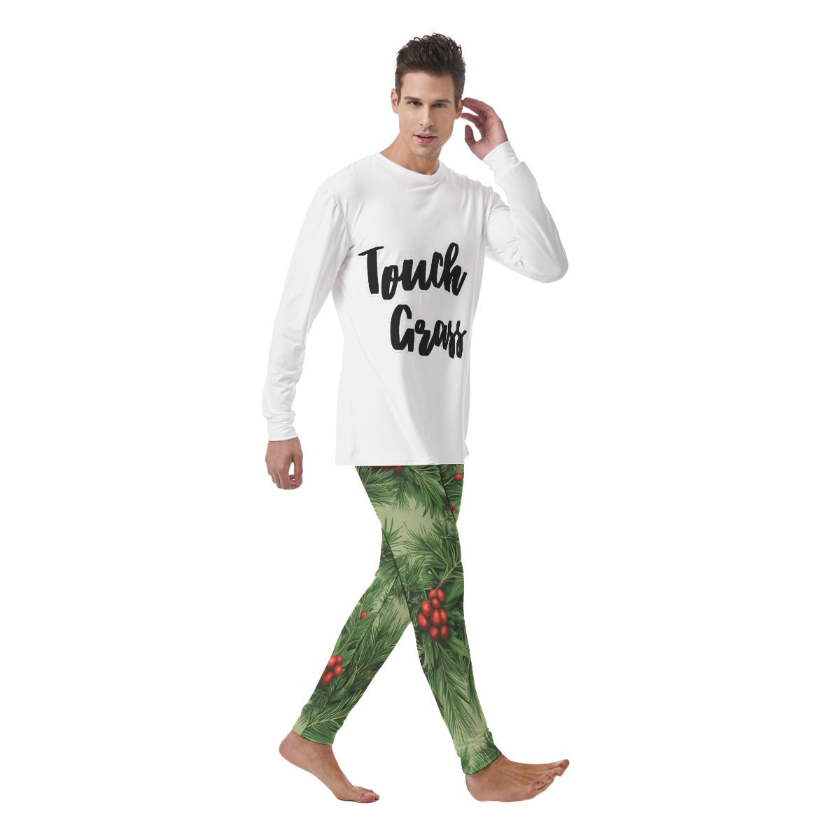 Touch Grass White Tee Men's Pajamas