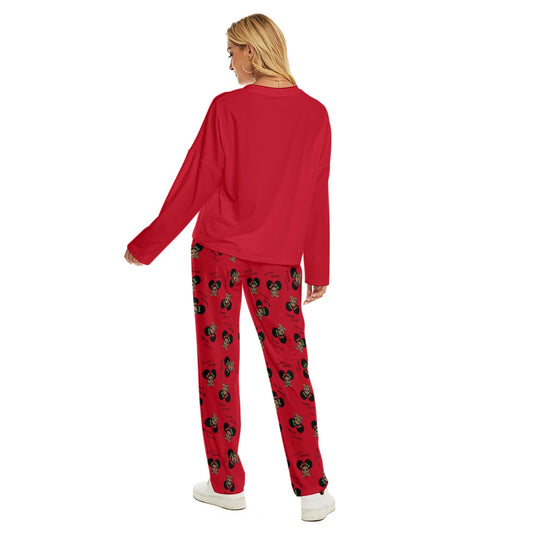 Santa And Did Red Women's Pajama Suit