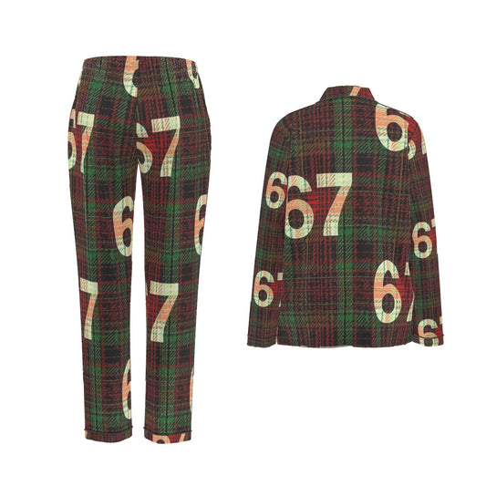 67 Women's Long Sleeve Pajama Set with Black Piping