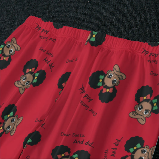 Santa and Did Solid Red Pajamas