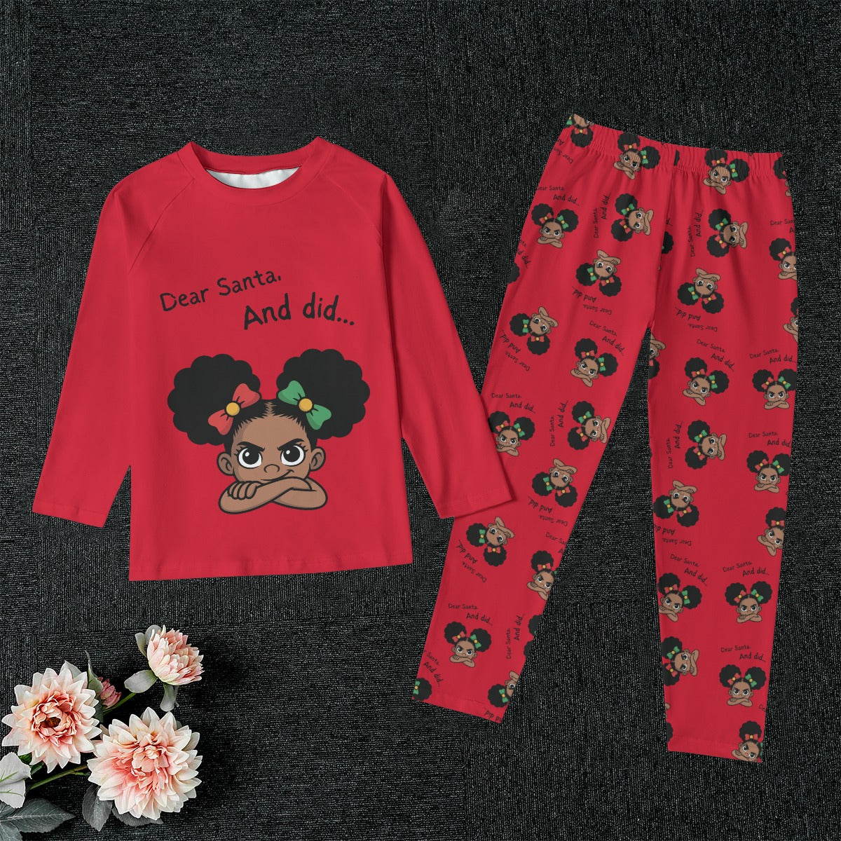 Santa And Did Kid's Raglan Pajama Set