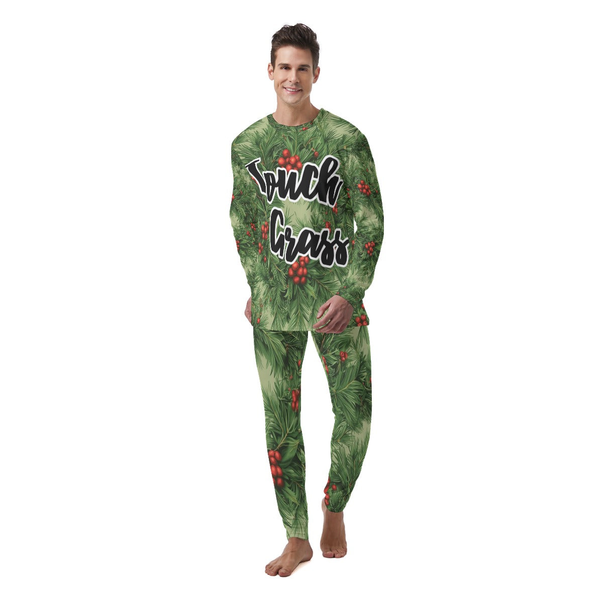 Touch Grass Green Men's Pajamas