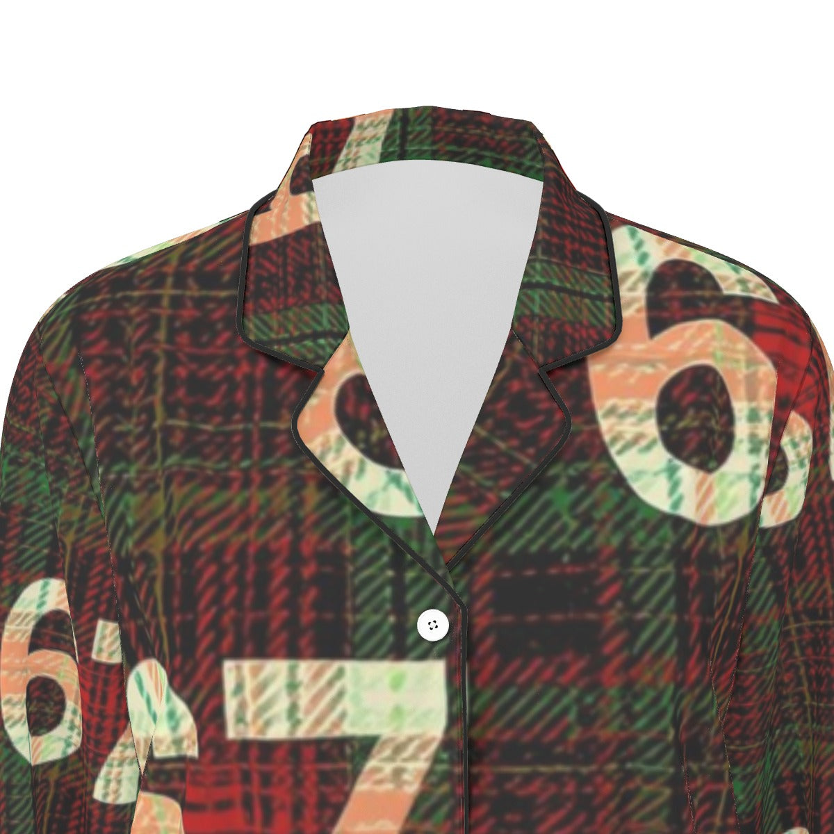 67 Women's Long Sleeve Pajama Set with Black Piping