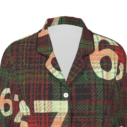 67 Women's Long Sleeve Pajama Set with Black Piping