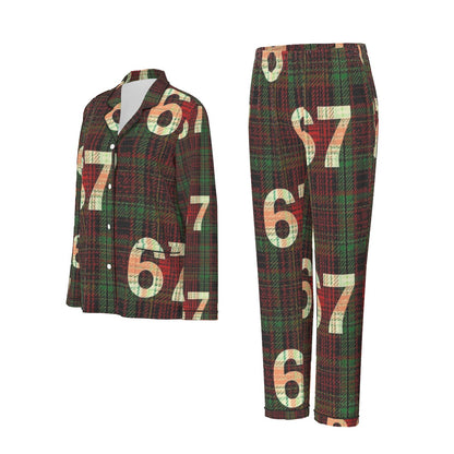 67 Women's Long Sleeve Pajama Set with Black Piping